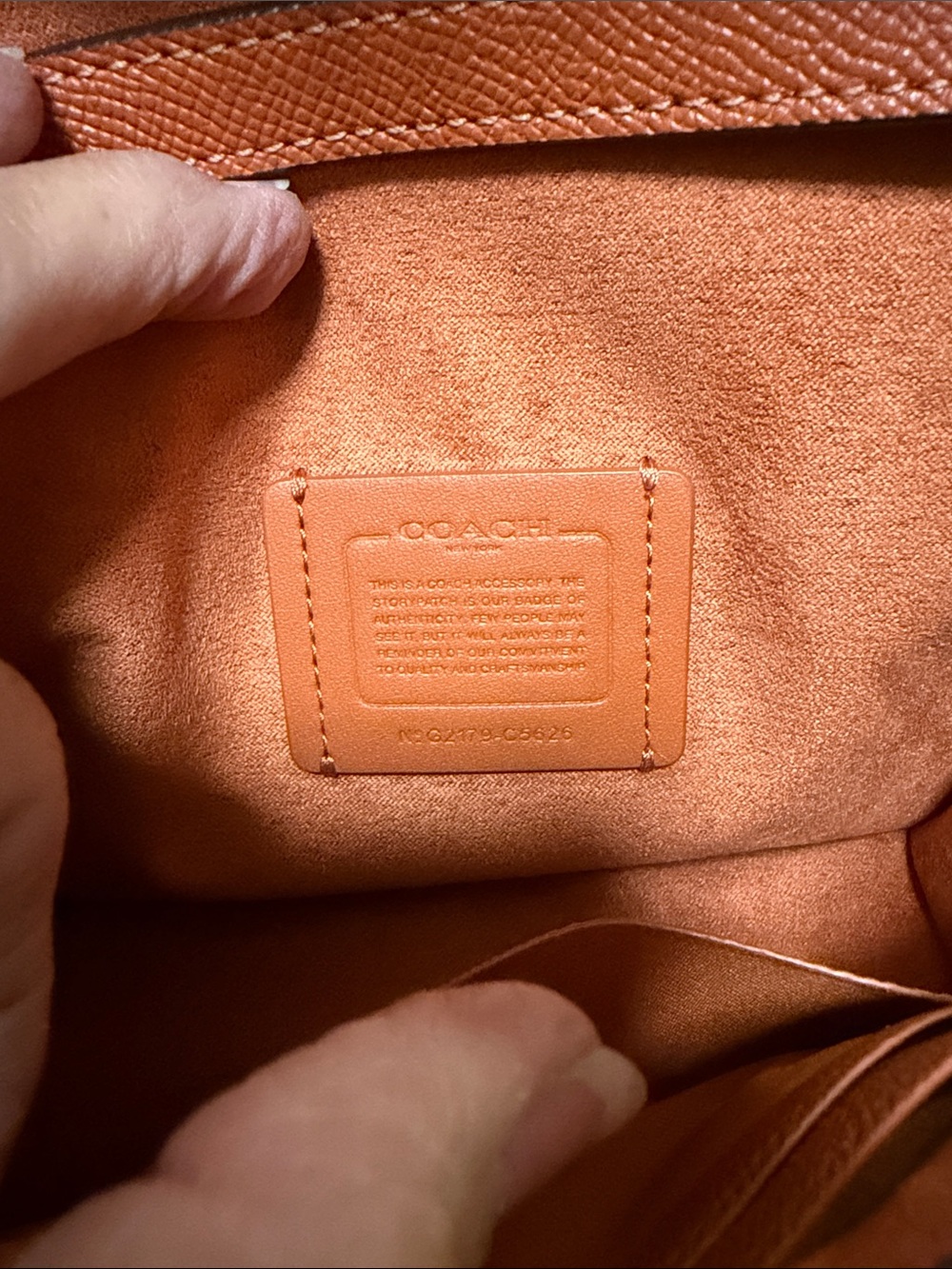 Coach Pebbled Leather Crossbody in Burnt Orange with Gold Hardware - Picture 5 of 9